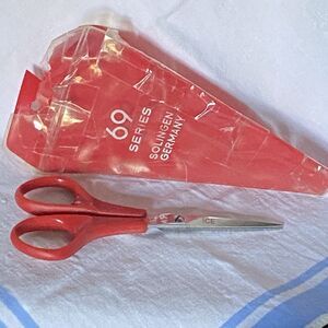 Vintage SOLINGEN 69 Series Germany ICE Red Handle 5" Shears Scissors Stainless